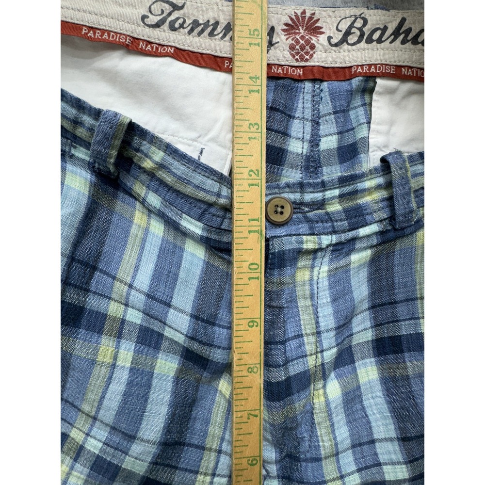 Tommy Bahama Shorts Mens 35 Plaid Linen Blend‎ Flat Front Casual Summer Golf - Picture 5 of 11